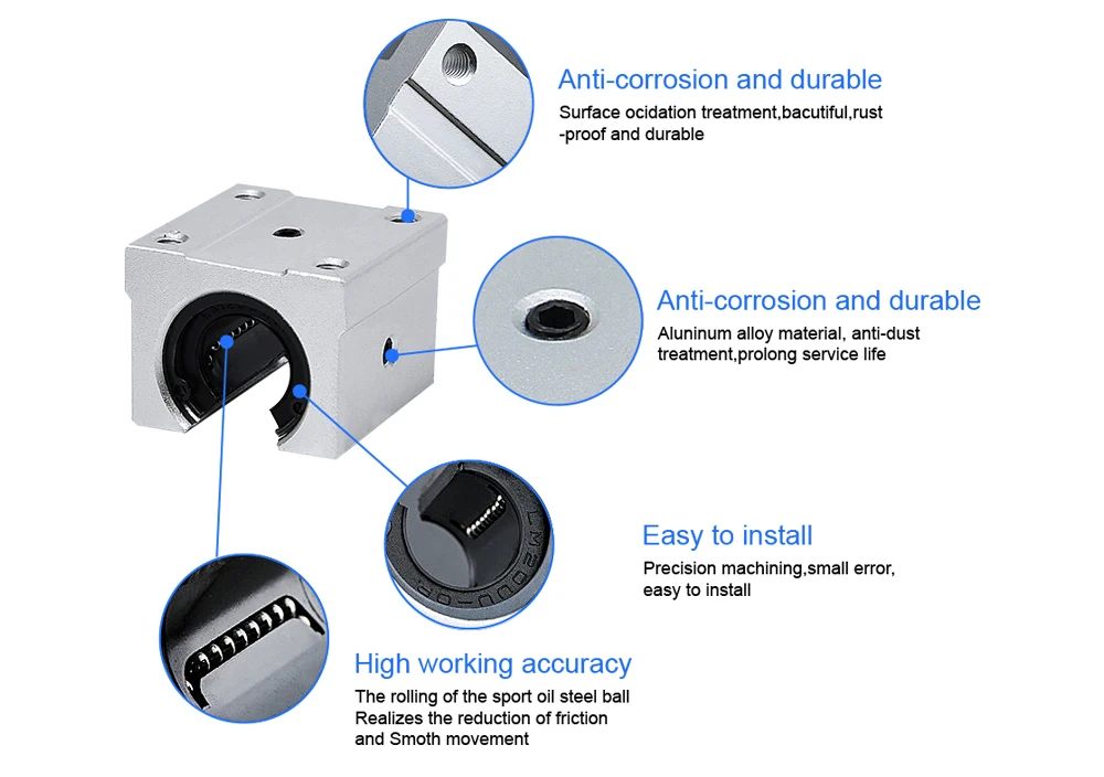 HLTNC SBR Series Aluminum Support Rail Linear Guide Linear Shaft Guide Rail SBR20 1000-4000mm Shaft Diameter 20mm for CNC