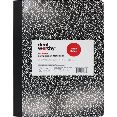 

Composition Book Wide Ruled Black - Dealworth