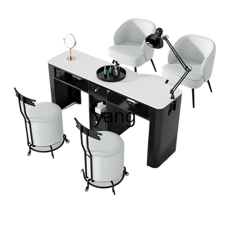 LH  rock slab marble manicure table single double nail salon high-end black special table