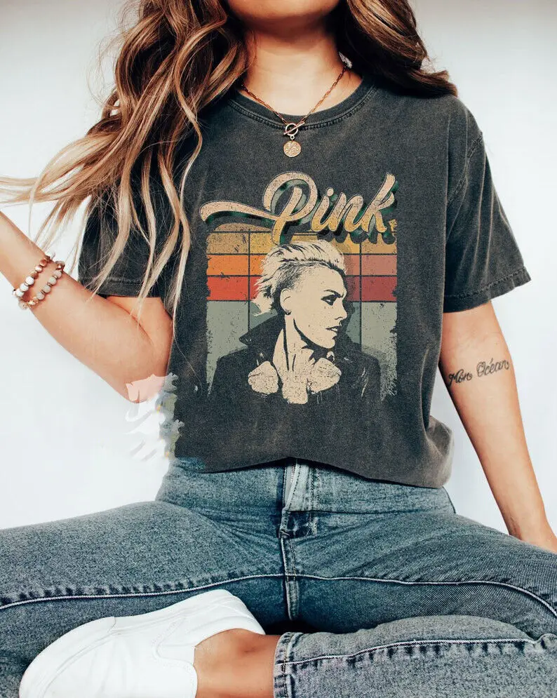 Retro P nk Pink T Shirt Music Tour 2024 Summer Carnival long or short sleeves