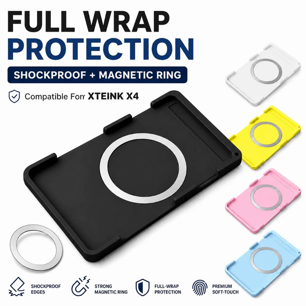 Full Wrap Protective Cover Shockproof with Magnetic Metal Ring Protective Shell Reversible Decorative Cover for XTEINK X4