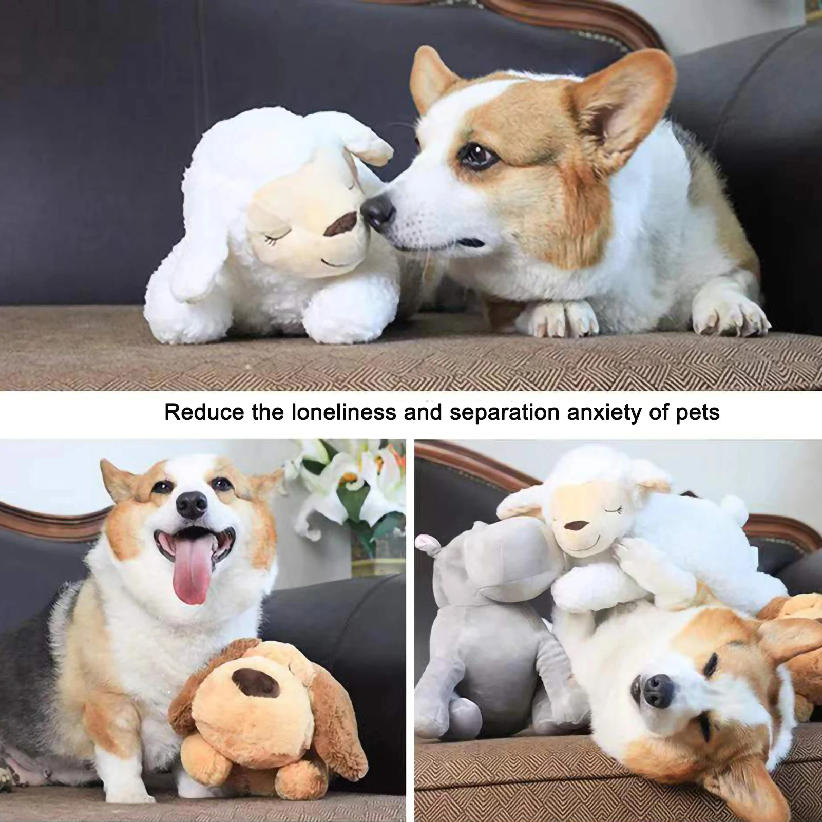 Pet Heartbeat Dog Anxiety Relief Plush Toy Pet Comfortable Behavioral Training Play Aid Tool Soft Plush Sleeping Buddy For Dog