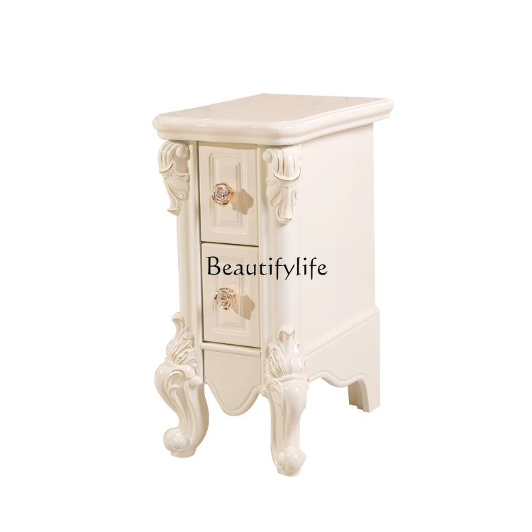 

European mini bedside table simple narrow storage small bedside storage two pumping small cabinet