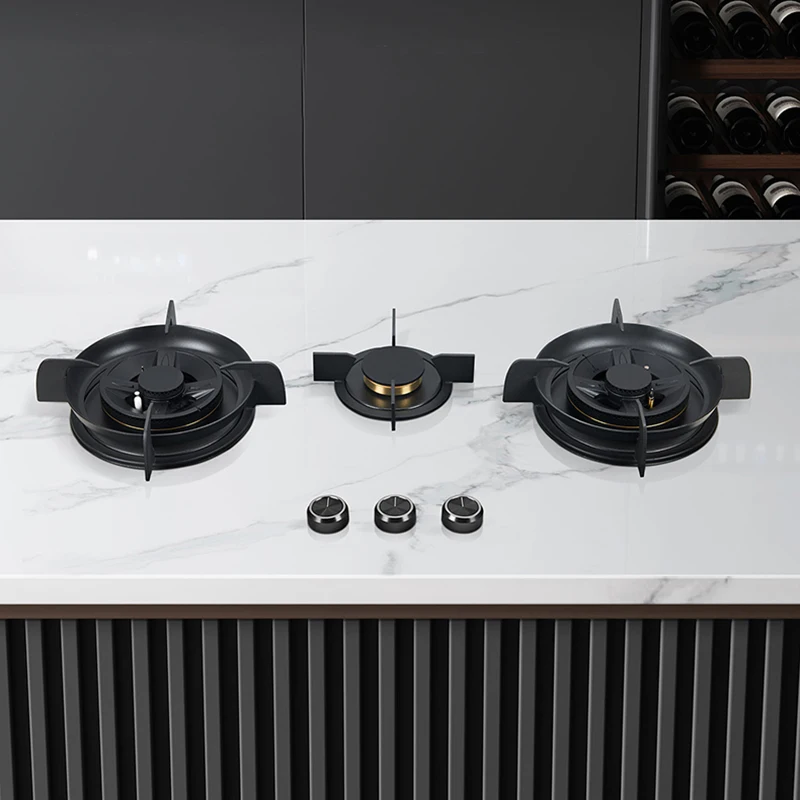 Premium Built-in Gas Cooktop 3-Burner 5.2KW Copper Flame Failure Protection Panel-Ready for Custom Kitchen