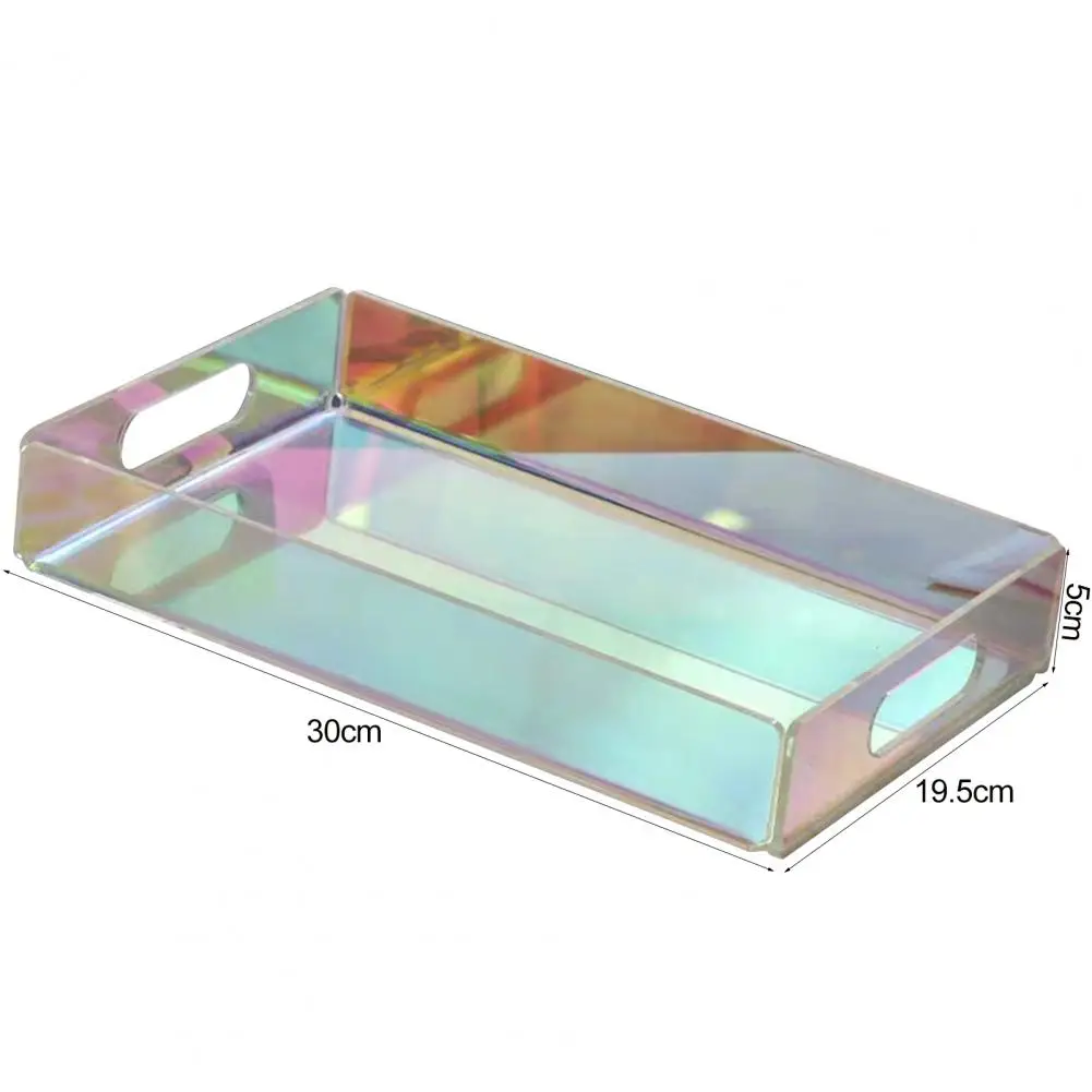 Iridescent Acrylic Storage Box Desktop Makeup Tray Basket Heavy Duty Drawer Organizer Tissue Holder Key Cosmetic Storage Box