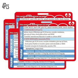 4 Pack ACLS Reference Card Heart CPR Code EMT/RN/MD Cards for Medical