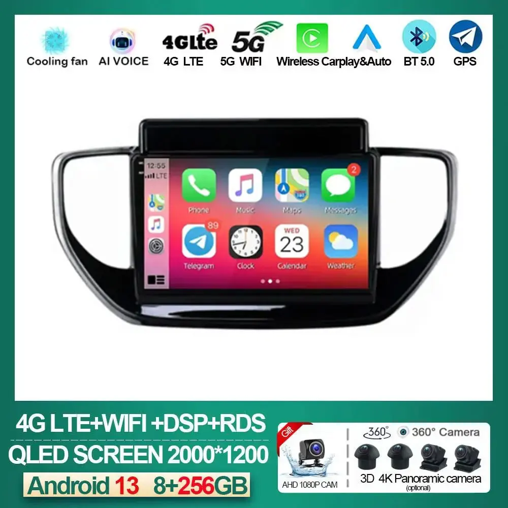 

9" Android 13 Car Radio For Hyundai Solaris Accent 2 II 2020 - 2021 Multimedia Stereo System Player Navigation GPS Head Unit