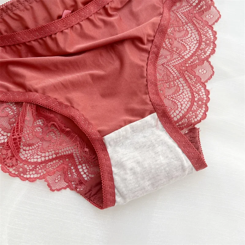 Calzoncillos de encaje, bragas sexis para mujer, L-XXXXL, bragas de seda helada, ropa interior grande para mujer, lencería femenina de talla grande sin costuras para mujer