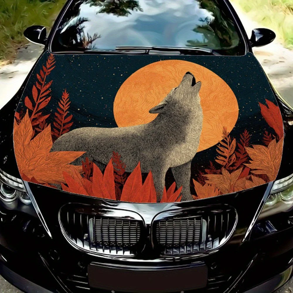 

Wolf Howling at Full Moon Car Hood Decal Sticker - Durable Vinyl Wrap, Splash-Resistant & Easy Removal, Fit For All Cars - Autom