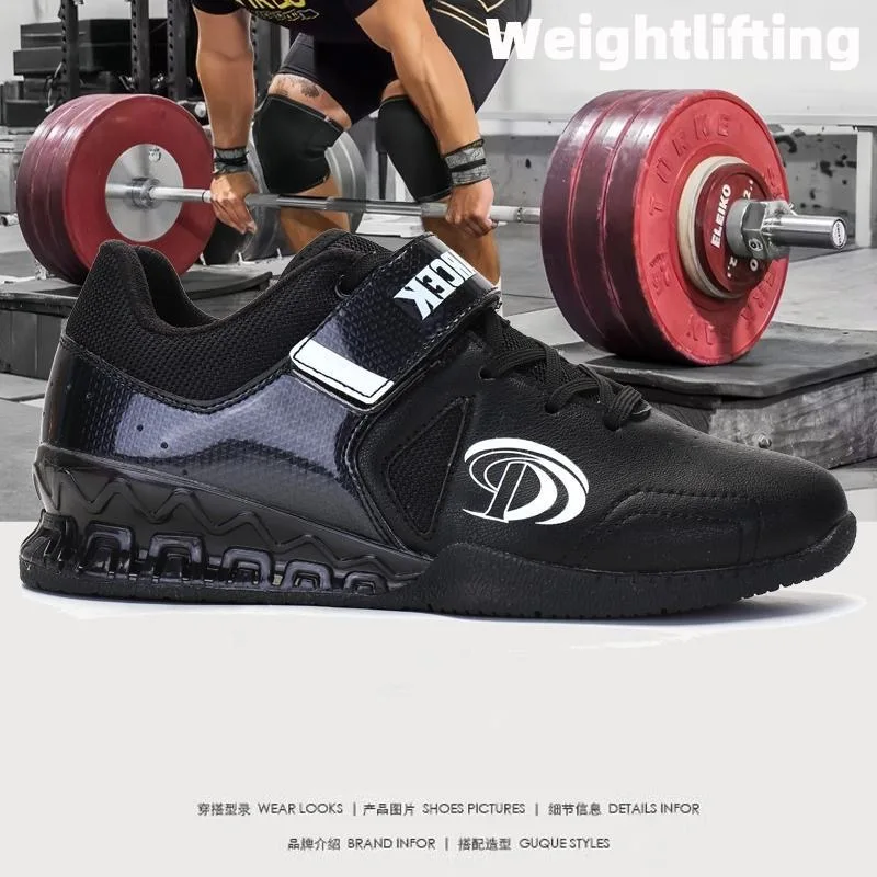 Chaussures de sport professionnelles en cuir pour hommes, chaussures d'entraînement de poids, noir, rouge, squat, nervures dures, salle de sport, marque de luxe