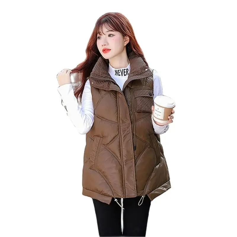 

2023 NEW Cotton Vest Autumn Winter Jacket Korean Version Women's Down Cotton Waistcoat Vest Loose Warm Outerwear Female