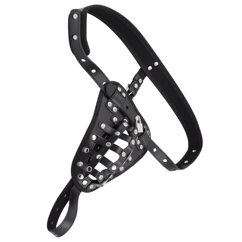 Chastity Belt Lock Device Adjustable Cut Out Jockstrap Male Cock G String Panties For Fetish Sex of Sexy Leather Men Underwear