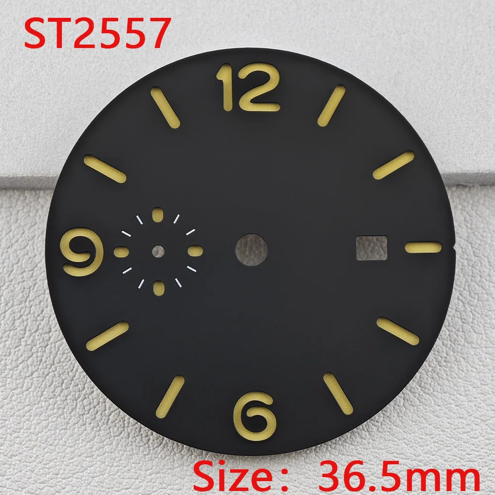 33.9/36.5mm Diameter Green Luminous Sterile Dial for Seagull GMT ST2557/ST2555 Movement with Single Calendar,Custom DIY logo