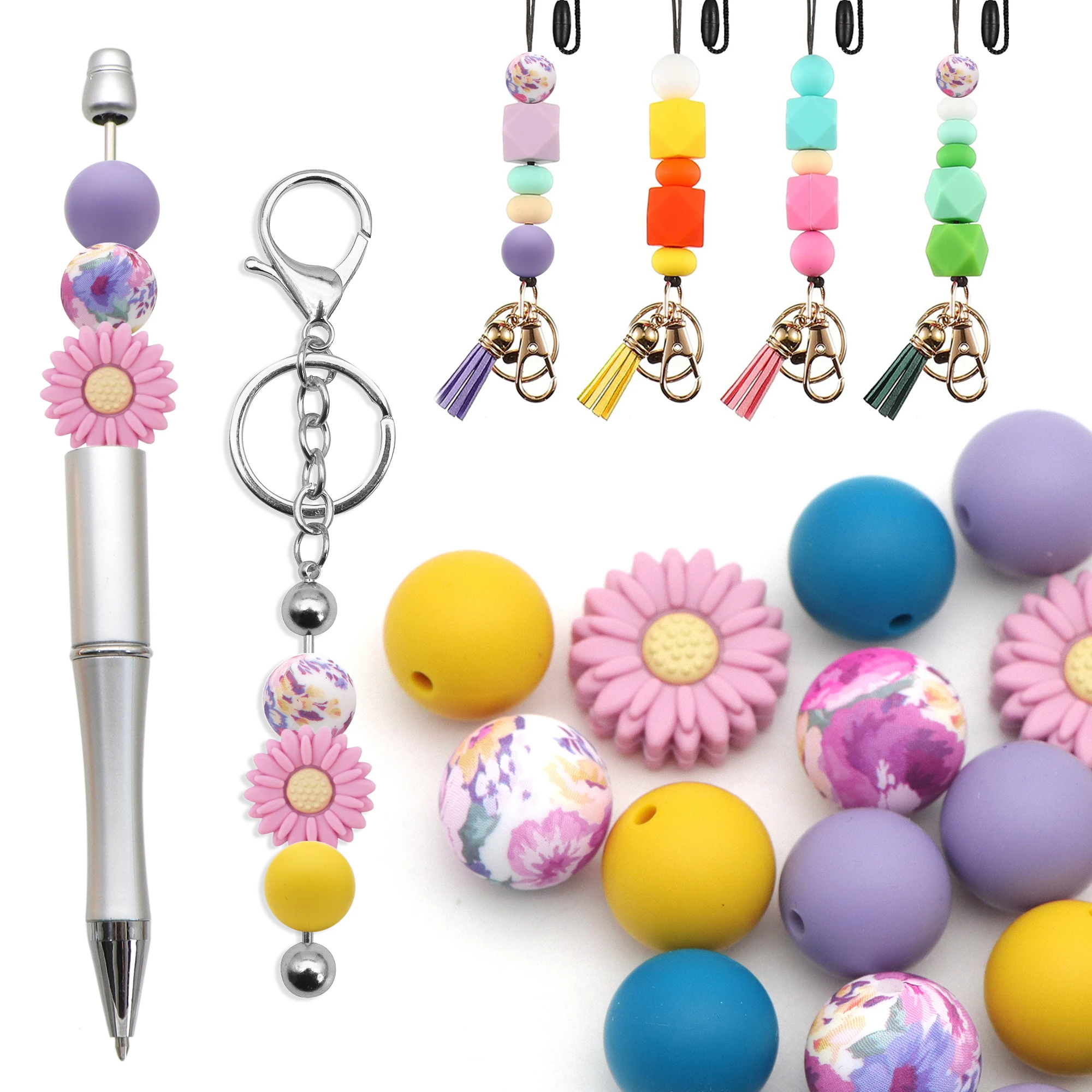 

25Pcs/Set Nurse Healthy Silicone Beads Silicone Bulk Round for Keychain Pens Lanyards Bracelet Necklace Jewelry Making DIY Craft