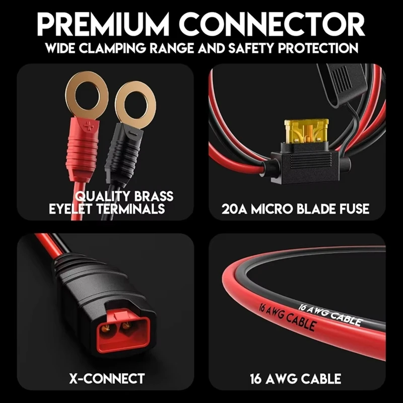 A26F-53CM 16AWG Draden Harnas Met X-Connect Oogje Terminals Voor Noco Batterij Oplader Batterij Tender Leads