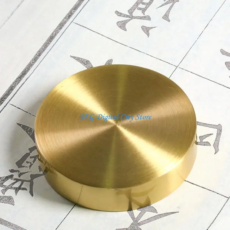 U75B Desktop Paperweight Round Paper-weight Brass Paperweights for Beginner Kid Gift Office Desk Ornament