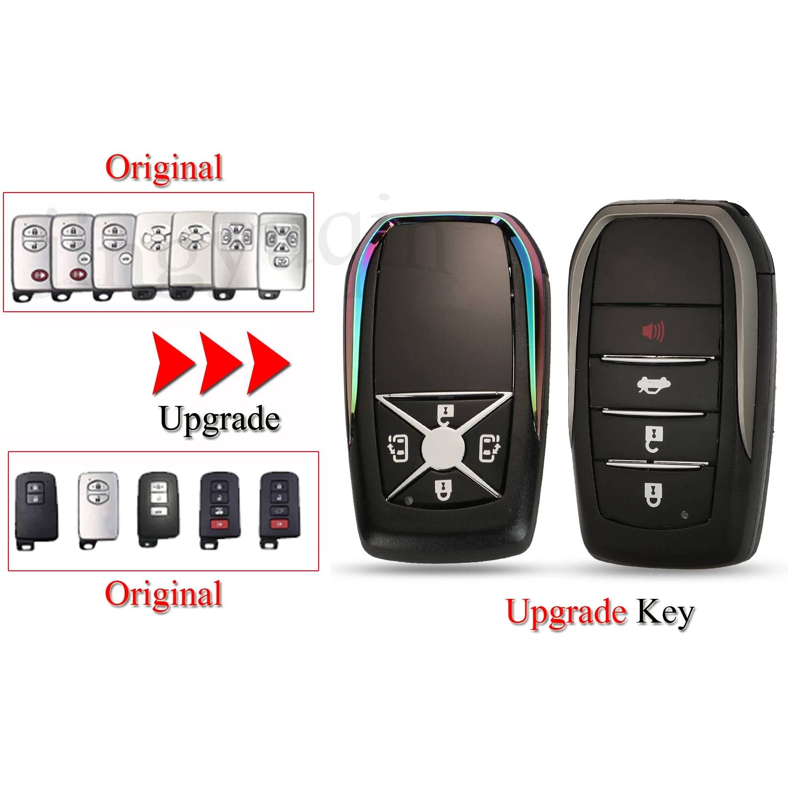 

jingyuqin Upgrade Remote Smart Car Key Shell For Toyota Avalon Camry Crown 4Runner Land Cruiser Prius RAV4 Venza 2/3/4 Buttons