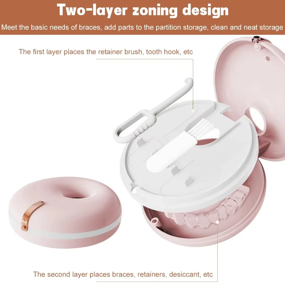 New Retainer Double-layer Retainer Storage Box Slim Aligner Box with Vent Holes Compatible Mouth Guard Boxes Denture Cases
