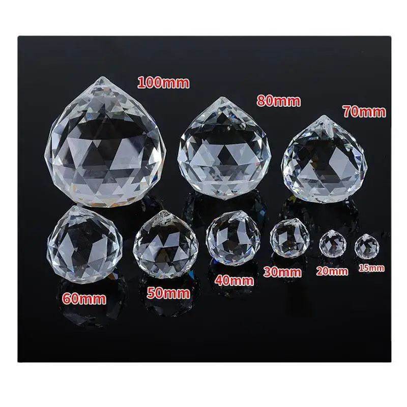 

Clear K9 15MM-100MM Crystal Glass Faceted Chandelier Ball Prism Suncatcher Pendants Lighting Lamp Parts Curtain Home Wedding