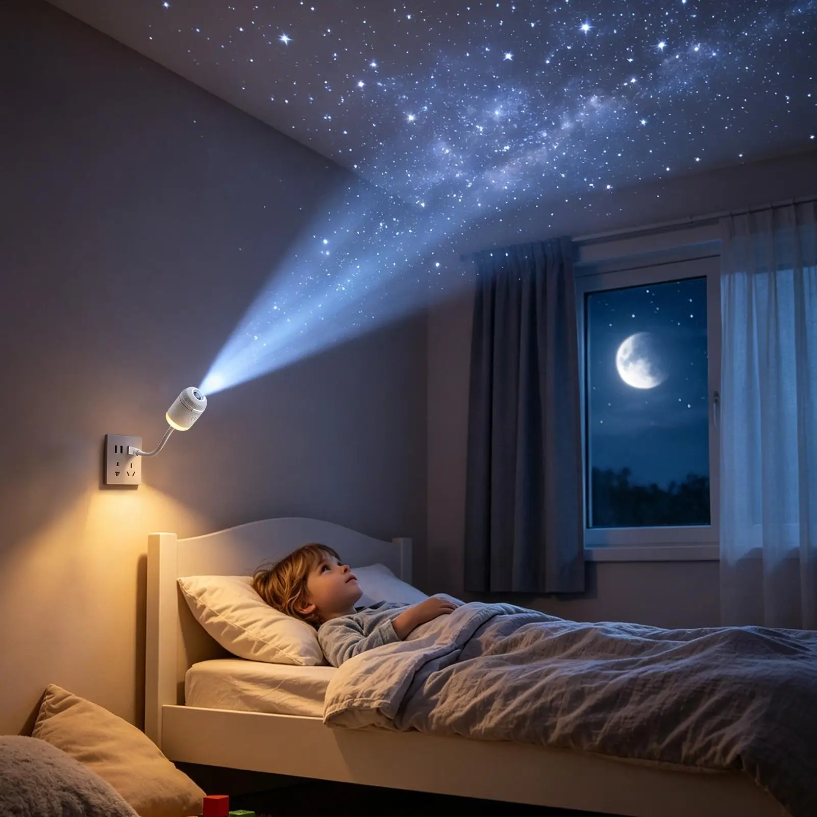 Galaxy Projector Night Light Adjustable Brightness USB Light 360 Degree Rotating Galaxy Lamp Projector with 24 Film Slides for