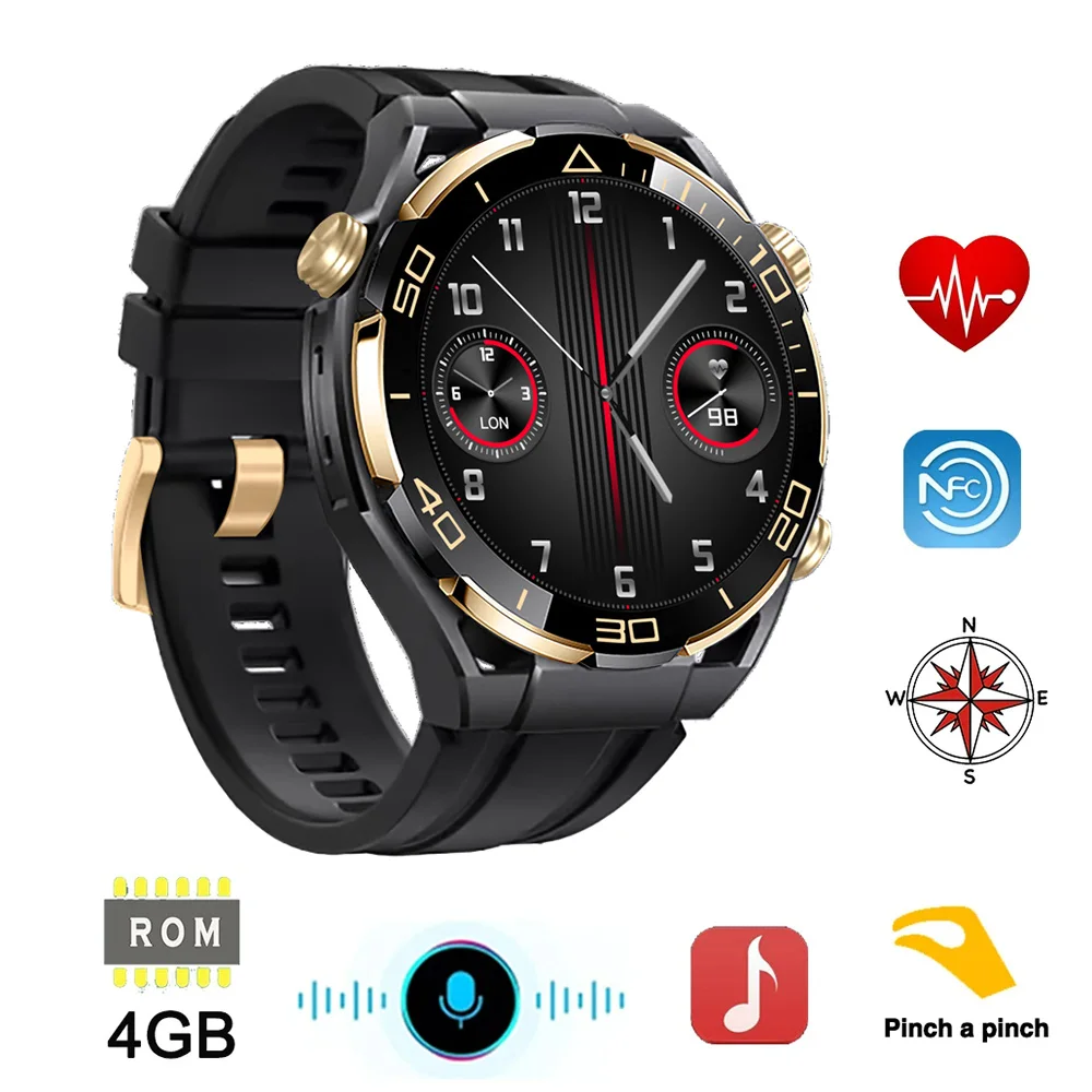 Smart Watch Gesture Contlrol Compass 4GB Memory Music Play Wireless Charge Sport Fitness Tracker Health Smartwatch for Men Women