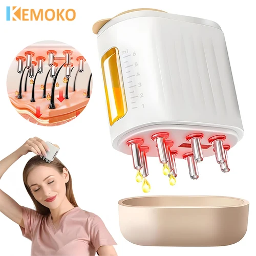 Imagen 1 del producto Cepillo de cabeza eléctrico de microcorriente EMS, aplicador de aceite líquido para el cuero cabelludo, peine de masaje, luz roja LED, promueve el crecimiento del cabello, antipérdida de cabello