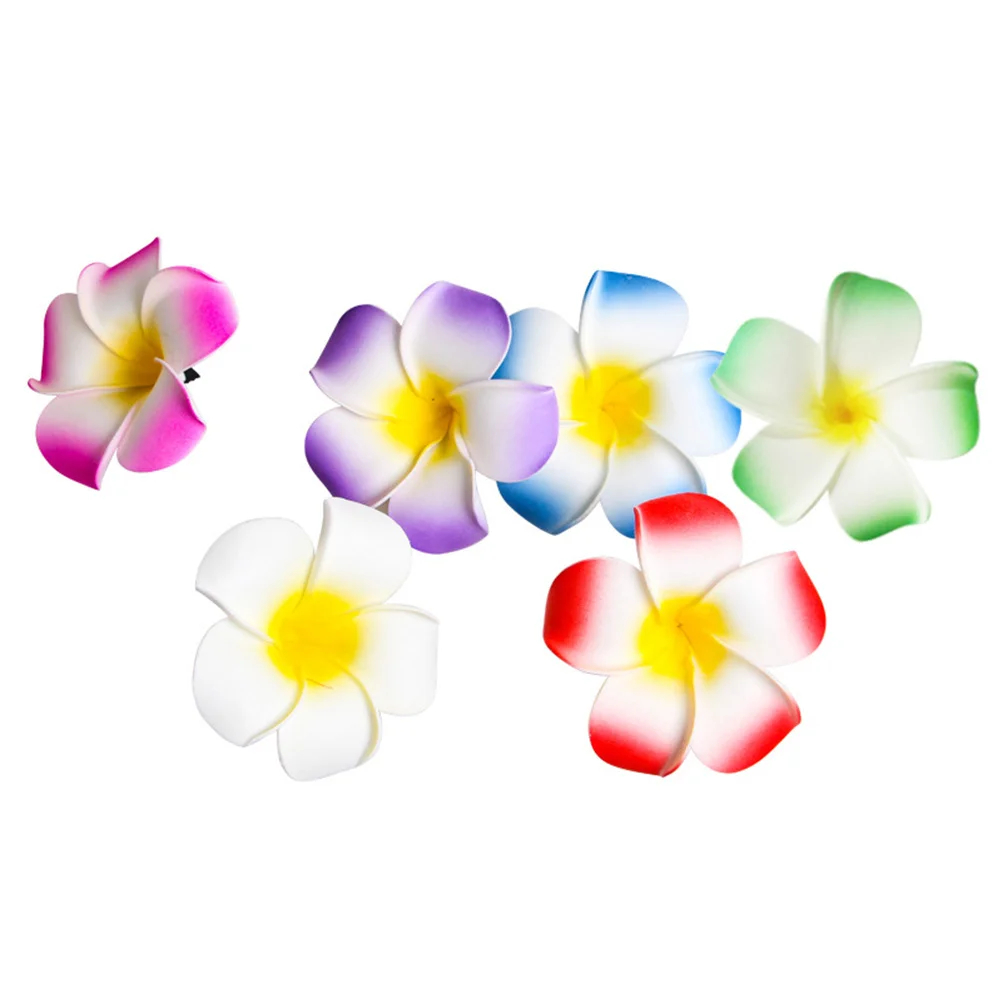 12 قطعة هاواي بلوميريا زهرة مشبك شعر رغوة الشاطئ دبابيس الشعر الاستوائية حفل زفاف Luau إكسسوارات الشعر لصيف الزفاف #3