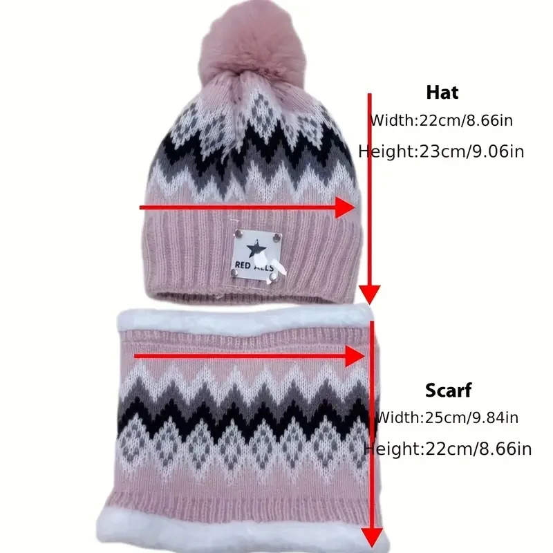 2 szt./zestaw ocieplany polarem komplet: komin i czapka na jesień/zimę do jazdy na rowerze na świeżym powietrzu, gruba czapka beanie z dzianiny kulkowej