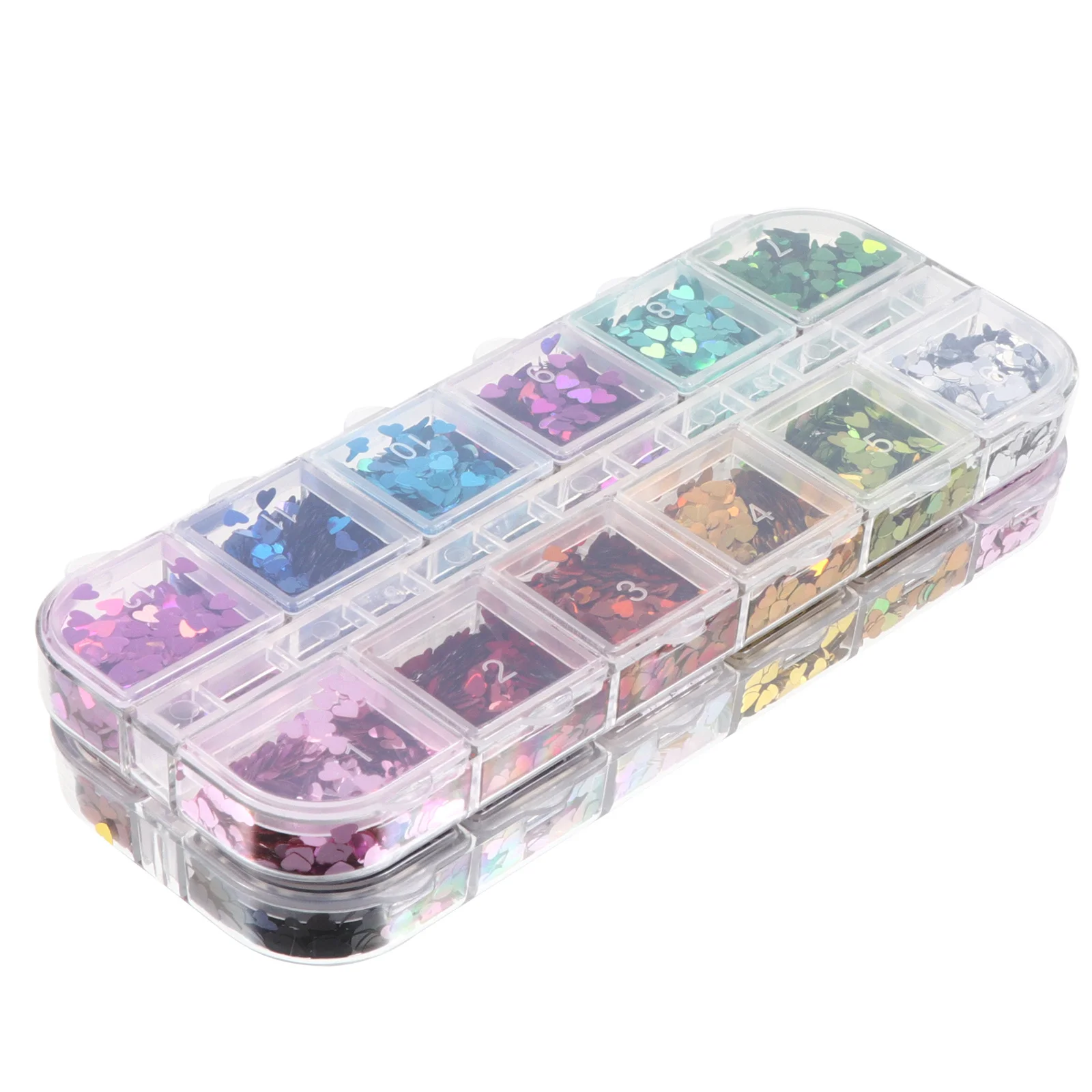 Lentejuelas para uñas con forma de corazón, 2 cajas, diseños bonitos y brillantes, decoración artística para uñas, lentejuelas con forma de corazón