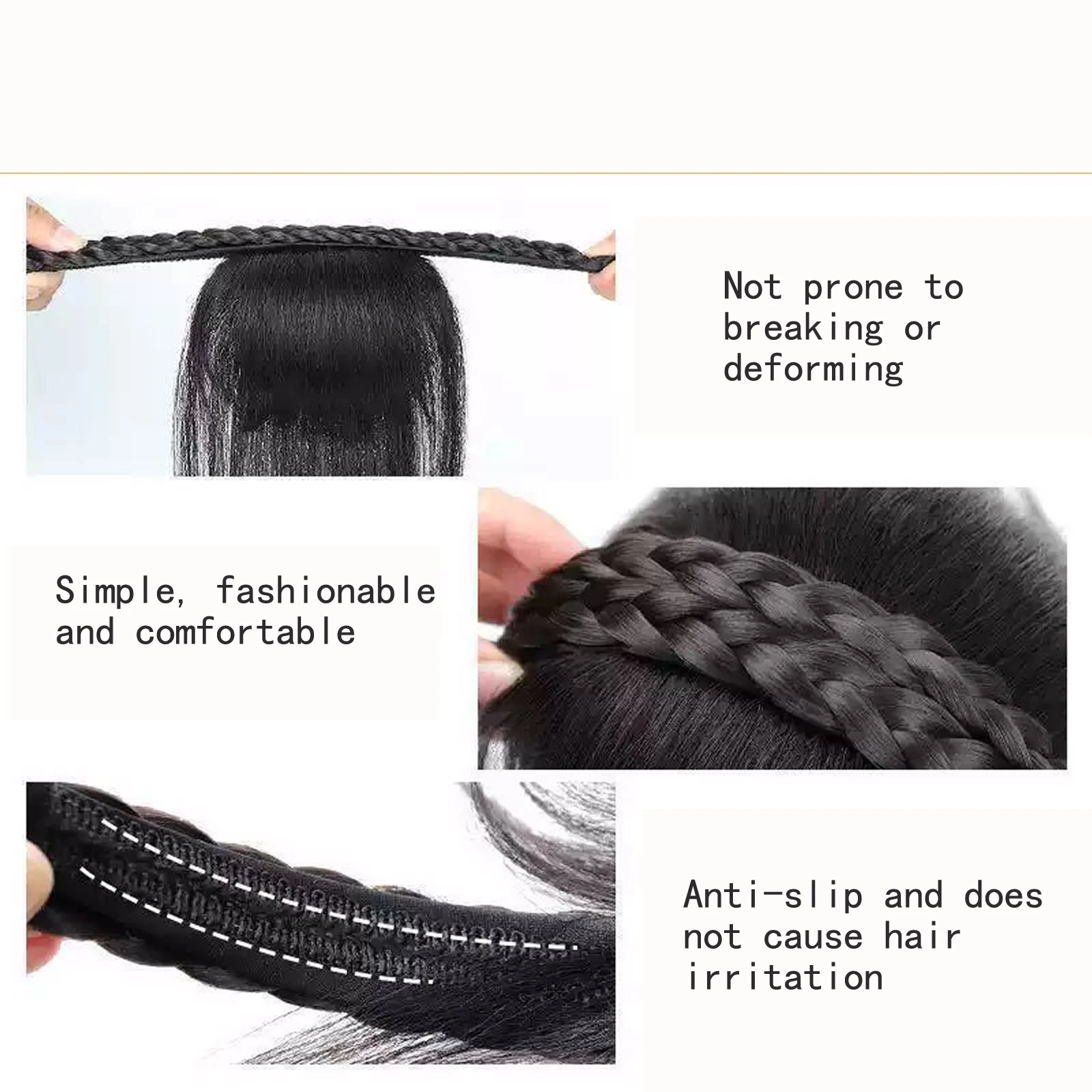 Front Hair Bangs Fringe Hair Extensions Synthetic Wigs Headband for Women Braided Headband with Bang Looking Hair Accessories fo