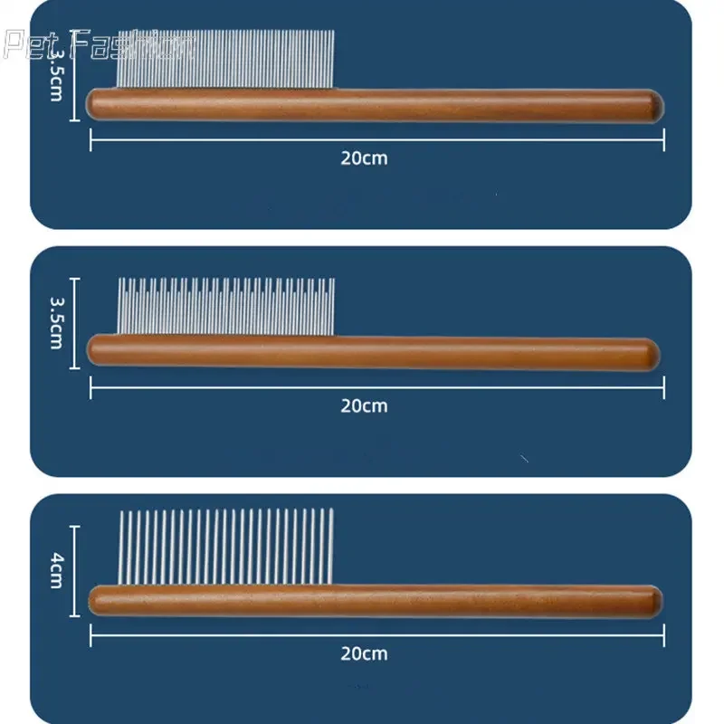Cat Comb Stainless Steel Pet Hair Remover Wooden Handle Cat Hair Comb Pet Grooming Massage Dog Brush Cleaning Tool Pets Supplies