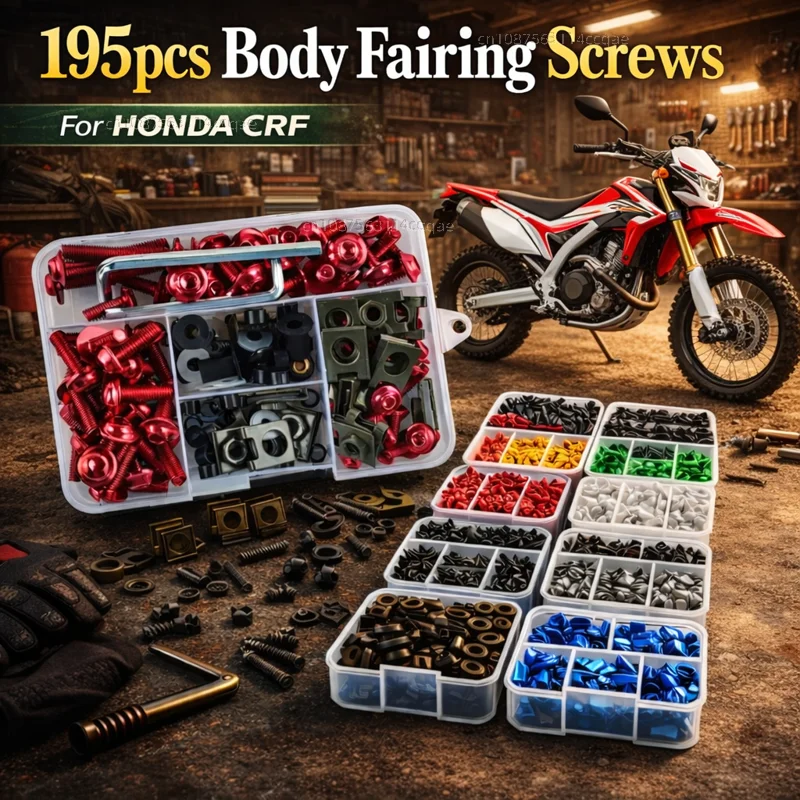 195 piezas de tornillos y tuercas para carenado de motocicleta, kit CNC para HONDA CRF300L CRF250L CRF 230 450L CRF250F 250 450 R/X 150 300L