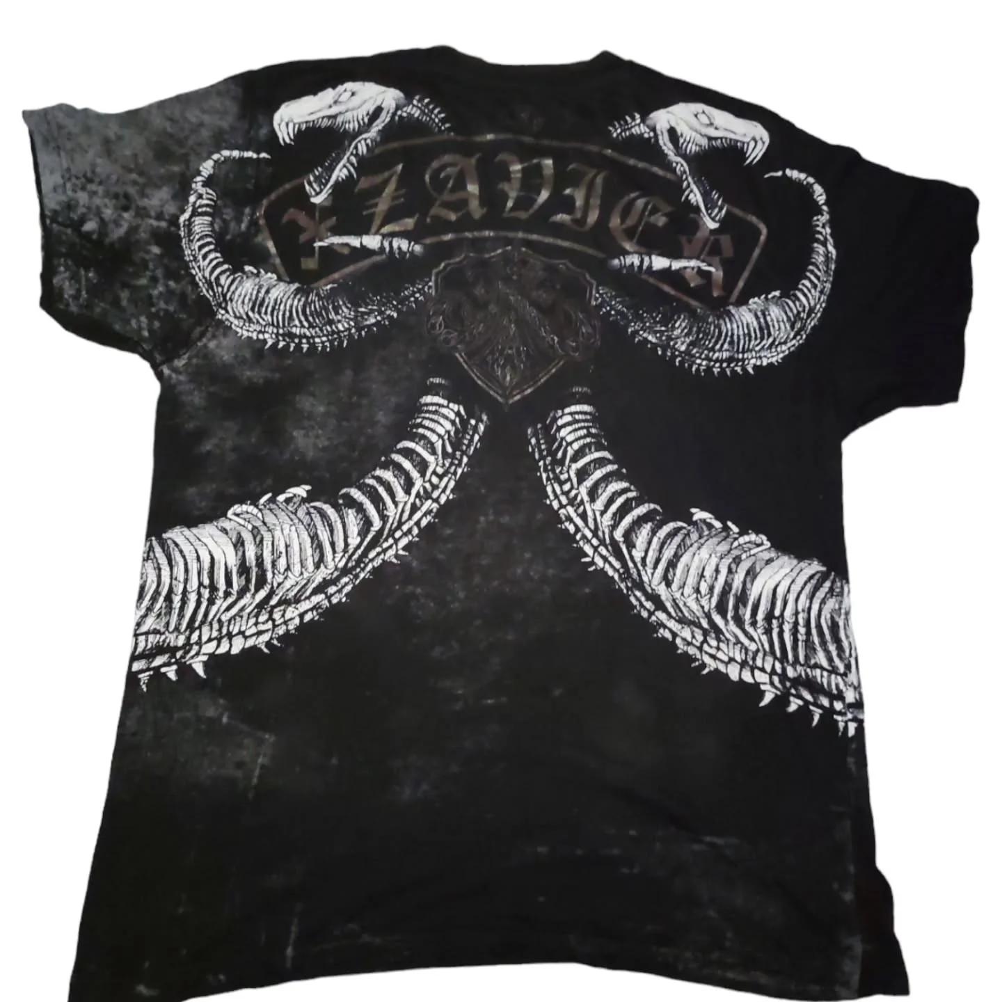 2000s Xzavire Dinosaur Gothic T-shirt Cross Printing Men Women Short Sleeves Tee Unisex Steampunk Gothic Vintage Streetwear