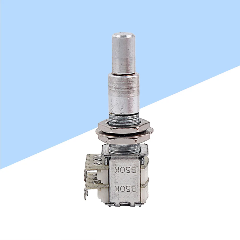 

B50K Guitar Bass Potentiometer Stacked Concentric Pots Center Detent Replacement Tone Control Electric Guitar Durable Silver
