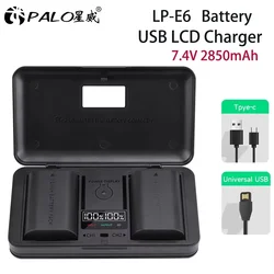 LP E6 LP-E6 LP-E6N lp e6 batería + funda de cargador Dual LED para Canon EOS 5DS R 5D Mark II III IV 5D 6D 7D 70D 80D R5 R6 XC10 XC15
