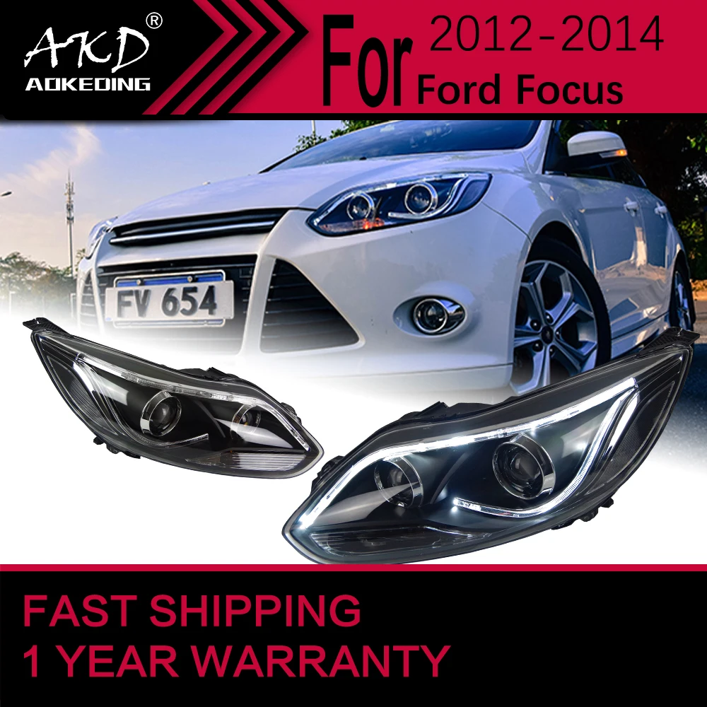 

Автомобильные фары для Ford Focus, светодиодные фары 2012-2014, фара Drl, линзы проектора, автомобильные аксессуары