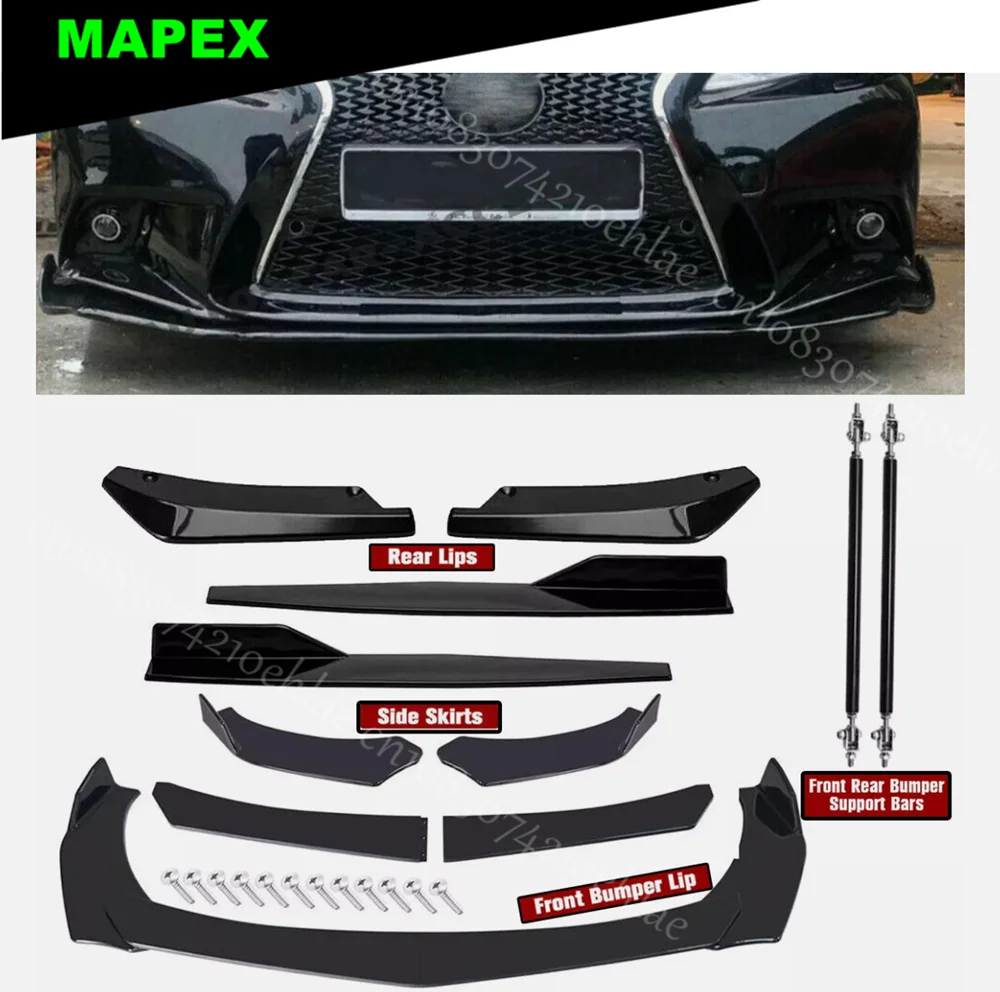 

For LEXUS Front Rear Bumper Lip Spoiler Splitter Body Kit Side Skirt Glossy Black