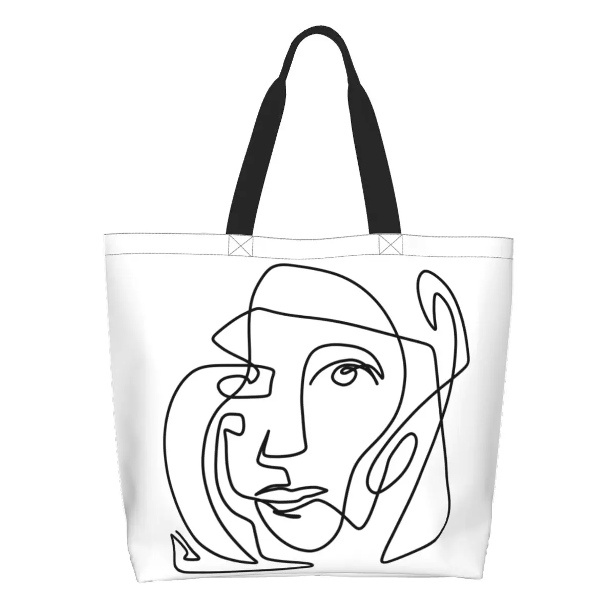 

Reusable Pablo Picasso One Line Abstract Art Shopping Bag Shoulder Canvas Tote Bag Washable Spanish Groceries Shopper Bags