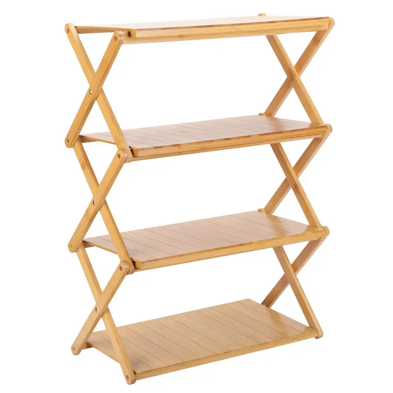 Entry Furniture Custom Multifunctional Folding Storage Rack Simple Household Economical Shelf Bamboo Shoes Rack