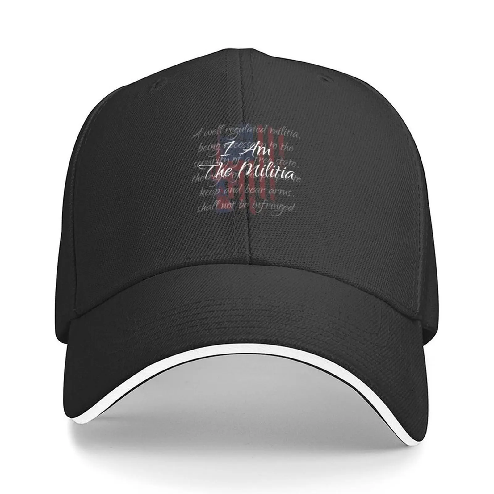 

I Am The Militia Pro 2nd Amendment Proud American Flag Gift Baseball Cap Sunscreen Sun Cap Mens Women's