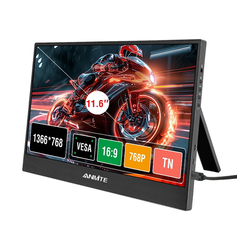 Anmite 11.6 بوصة IPS شاشة محمولة USB TYPE C HDMI للهاتف المحمول سطح المكتب MAC Switch PS4 XBOX