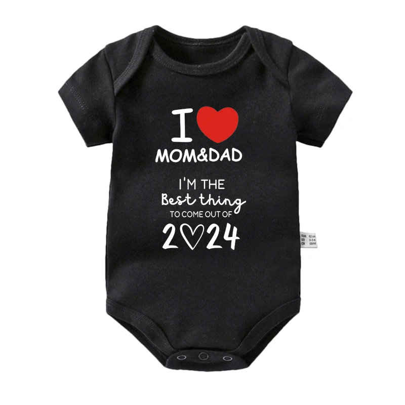 I\'m The Best Thing 2024 Newborn Baby Rompers Cute I Love Mom and Dad Infant Summer Bodysuits Short Sleeve Boys Girls Clothes