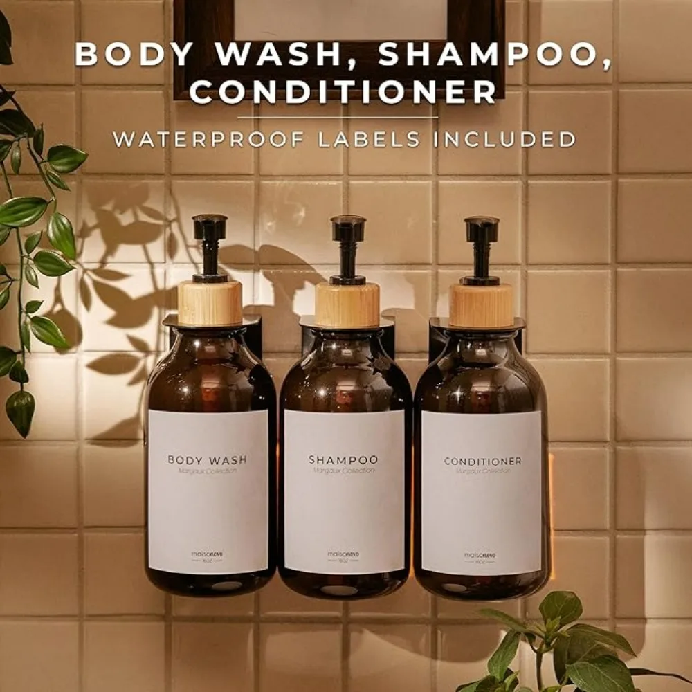 5 Stück 300/500ml Flüssigshampoo-Conditioner-Flaschen Leere Plastik-Apothekerspender Nachfüllbare Lotion-, Dusch- und Handseifenflaschen – Detail 8