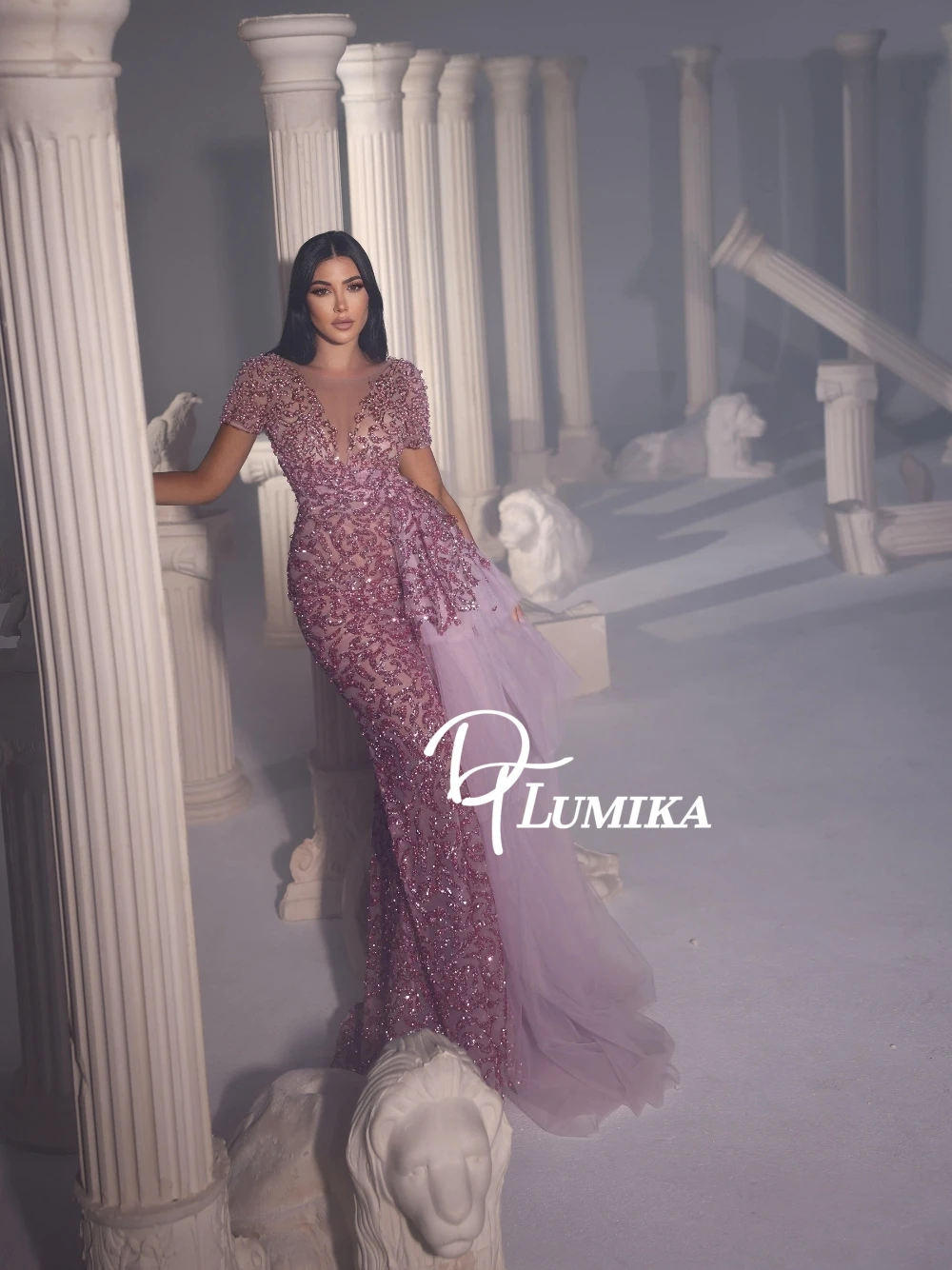 

Винтажное вечернее платье с блестками в греческом стиле, сексуальное тюлевое платье русалки с глубоким V-образным вырезом и короткими рукавами, вечернее платье для гала-ужина