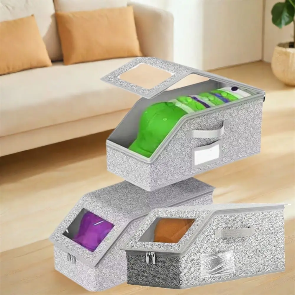 

Non-woven Fabric Baseball Cap Storage Box Large Capacity Transparent Lid Ball Cap Storage Organizer Dustproof Foldable