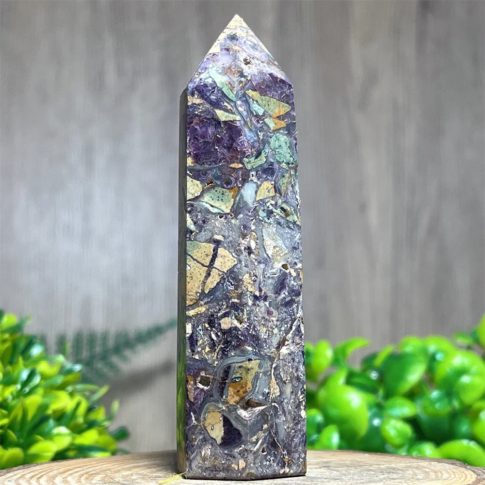 Painted Stone Ore Quartz Mineral Crystal Natural Wand Specimen Healing Gemstone Ornaments Tower Mineral Decoration Energy
