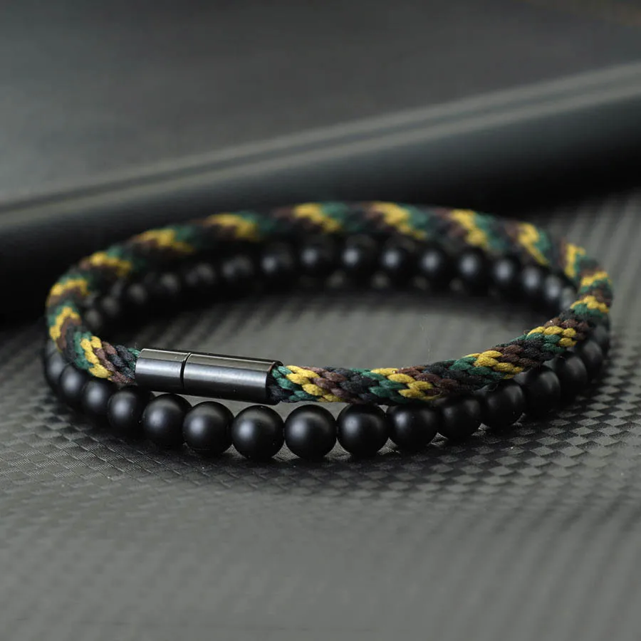 Stylish 2Pcs Men Bracelet Set Premium Selected Ethnic Cord Braslet Meditation Healing Wrist Accessories Perfect Gift For Him