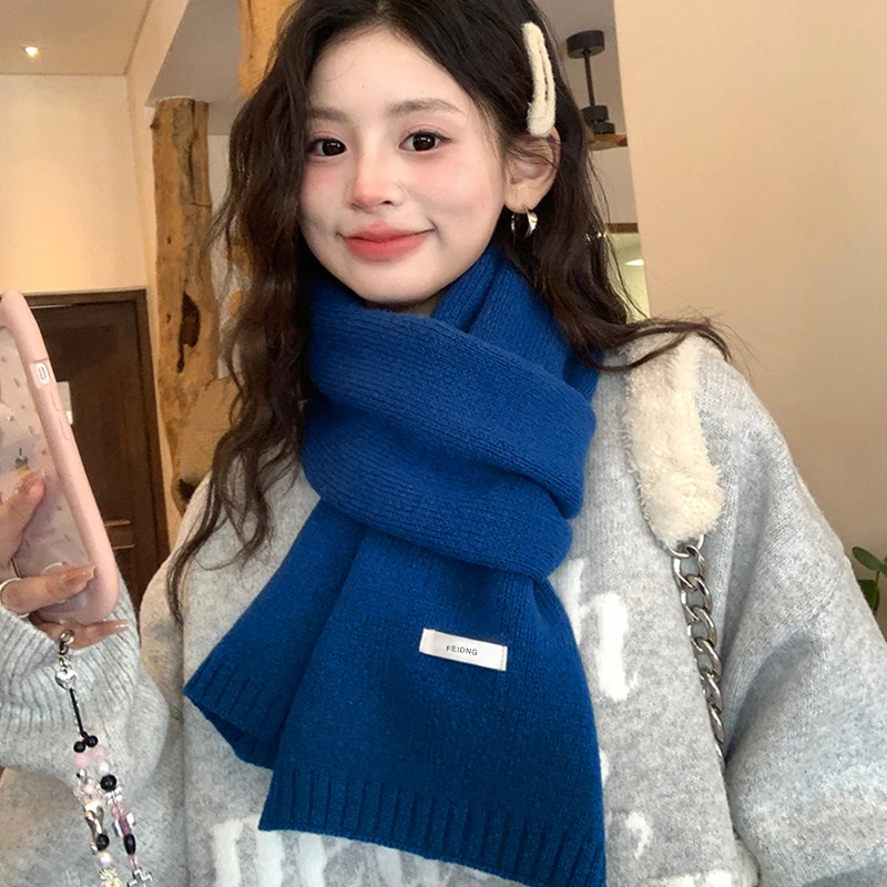 【A-Beautiful 】2025 Autumn And Winter New Korean Version Ing Style Solid Color Scarf Student Warm Knitted Versatile Couple Scarf