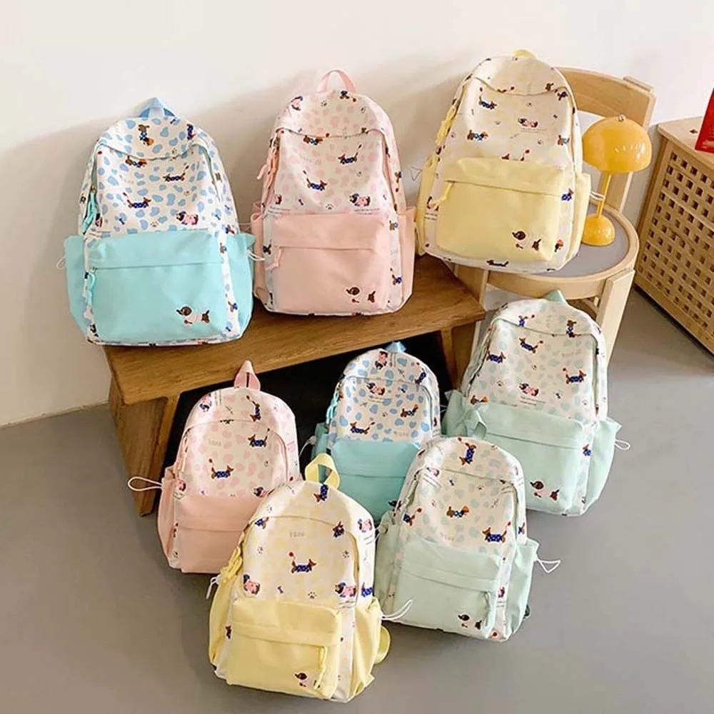 

Рюкзак Daypack из нейлона с принтом таксы, контрастный цвет, повседневный, для студентов, школьный, с фиксированными ремнями, прочный, большой вместимости, для активного отдыха