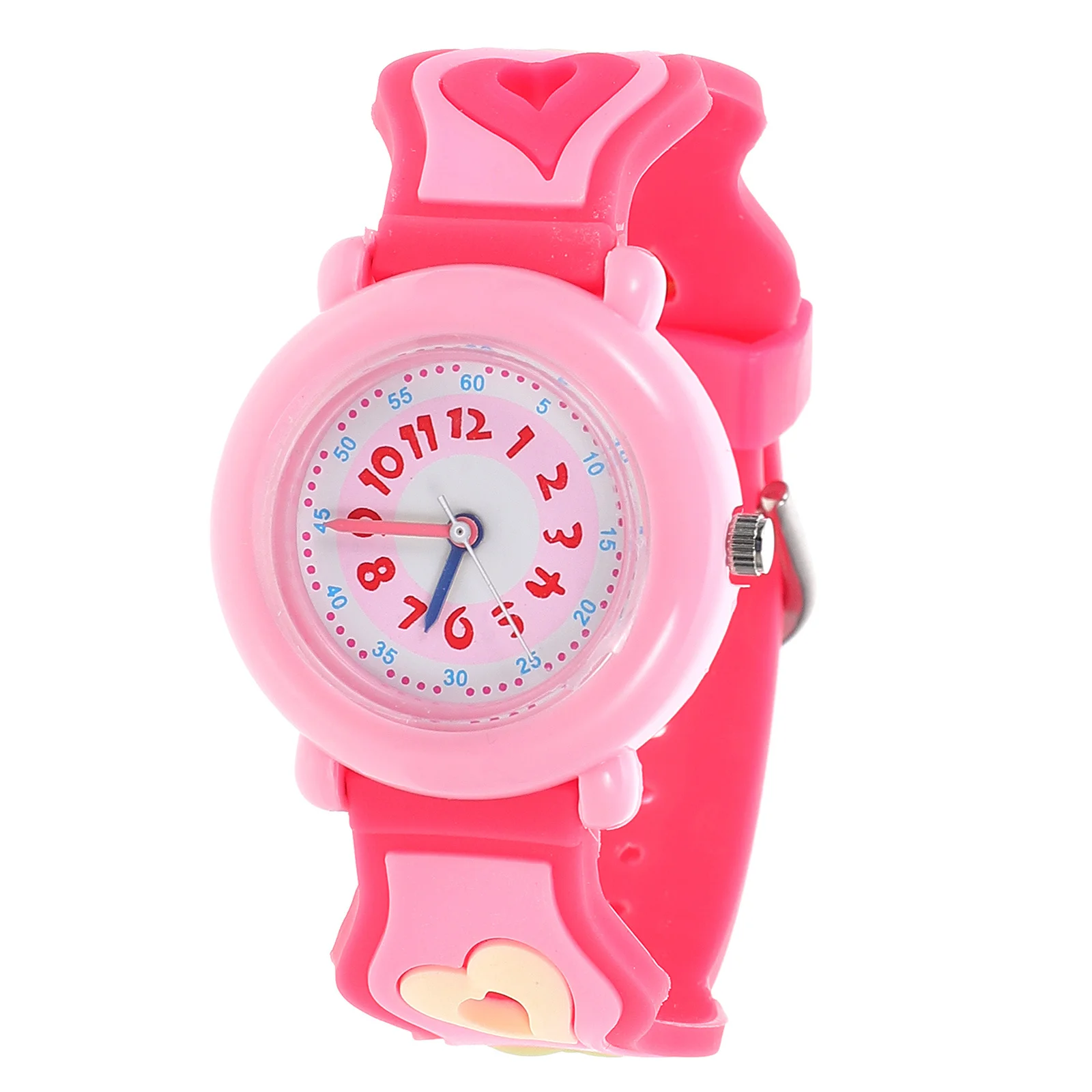 Silicone Watch Heart Design Adjustable Lightweight Portable Cartoon Wristwatch Birthday Gift Fashionable